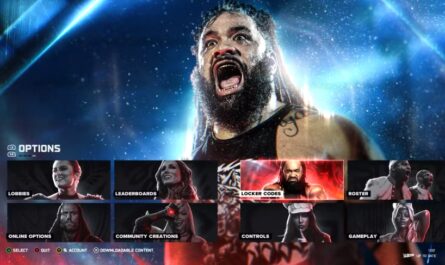 WWE 2K26 Game locker room tab in main menu