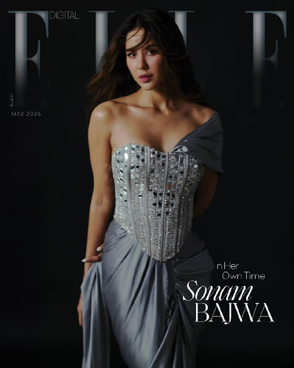 Sonamj Bajwa Elle India March 2026 Photoshoot Cute look on Cover Page 