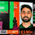 The Hundred (2026) Auction Bidding happening inside room for Abrar Ahmed