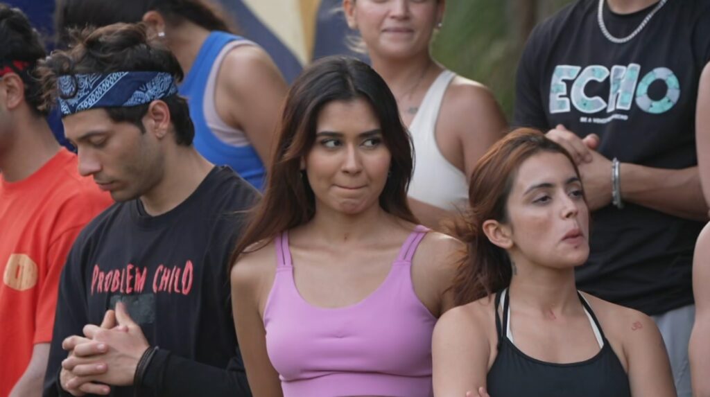 Mohit. Akanksha. and Niharika listening the rules of Paisa challenge on MTV Splitsvilla X6 (April 3, 2026)