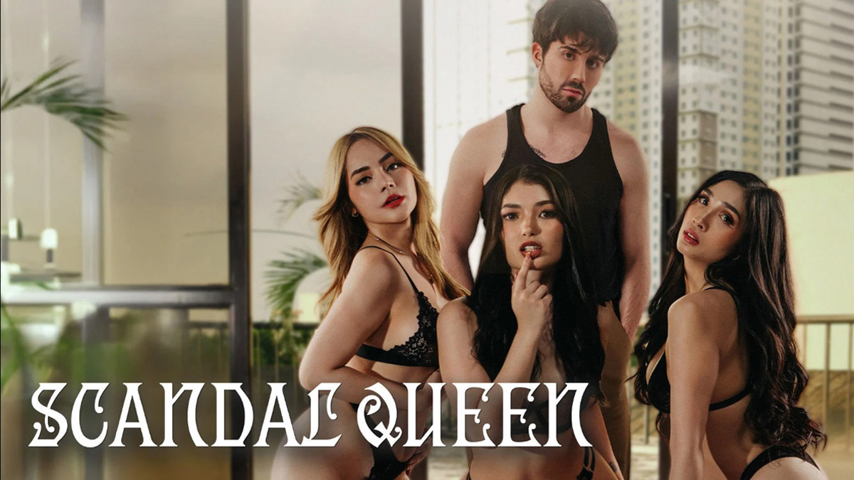 Nico Locco and Karen Lopez looking hot in short clothes on Scandal Queen banner VMX film.